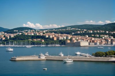 nature, landscape, sea, sky, port, trieste, italy, panorama, ship, coast, mountains, location, city, tourism, natural, sunlight, peaceful, europe
