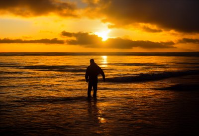 sunrise, morning, dawn, man, working, coast, sea, sky, wave, sun, landscape, travel, fisherman, boats, reflection, calm, vietnam, nature, walking, leisure