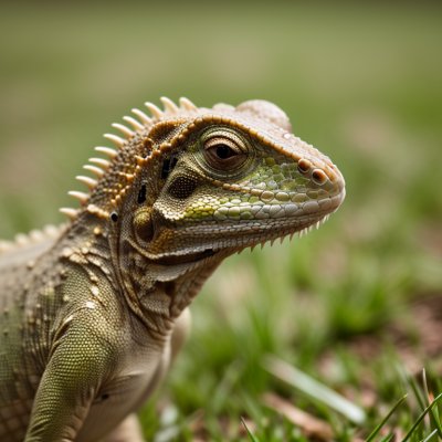 lizard, back, head, eye, reptile, grass, nature, wild, natural, green, herpetology, animal, light, smooth, blurred, rest, edge, camouflage, scaly, detail