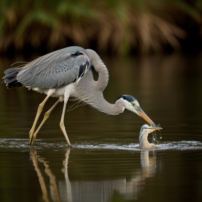 heron, beak, hunting, water, fishing, animal, nature