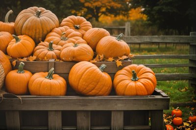 pumpkin, autumn, decoration, wooden crate, countryside, harvest, agriculture, nature, fresh, organic, natural, farm, fall harvest, rural scene, ash, traditional, orange, checkered, horticulture, crop