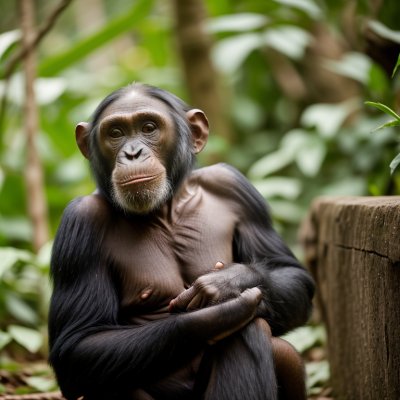 chimpanzee, animal, nature, primate, jungle, zoo, wildlife, environment, mammal, bark, ground, eating, trees, wood, structure, natural, forest, culture, depicted, leaves