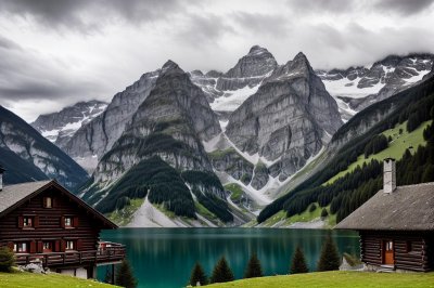 switzerland, mountains, nature, lake, alps, mountain cabin, hiking, view, coniferous trees, clear water, surroundings, tourist destination, summer, tranquility, mountaineering, ecotourism, sunset, relaxation