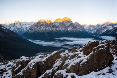 mountains, sunrise, snow, rock formation, valley, landscape, cool spring morning, natural scenery, travel, hiking, european alps, cooling, panorama, tranquility, high-altitude, dawn, pristine nature, nature, horizon, character, photography