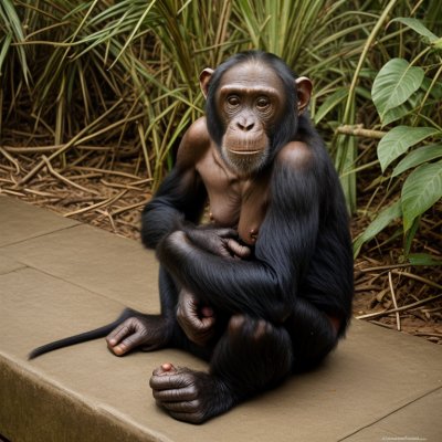 chimpanzee, animal, rainforest, uganda, jungle, primate, kibale, sitting, wilderness, wildlife, nature, park, forest, sitting monkey, green leaves, african wilderness, african primates, forest floor, natural habitat