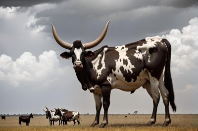 ankole, watusi, cow, horns, uganda, nature, animals, livestock, mammals, cattle, pasture, wild, agriculture, panorama, plant, green, meadow, clear, bovine
