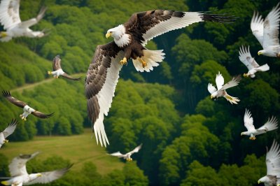 eagle, bird, nature, red kite, wings, flight, soaring, portrait, bird of prey, wild, fauna, green, background, flying bird, feather, sharp beak, hunter, buzzard, flying
