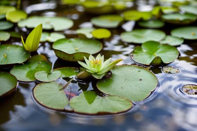 frog, vocal sac, pond, lily pad, summer, aquatic plant, edge of pond, green, nature, biotope, bullfrog, marsh, wet, wide view, reeds, water surface, in, amidst, frog croak, environment