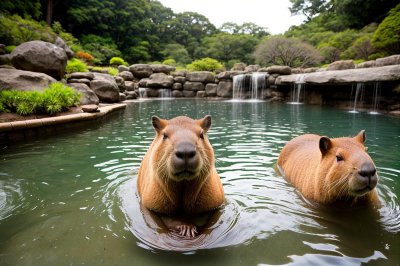 capybara, giant rodent, pool, japanese hot spring, nature, water, orange, relaxation, cute, japan, steam, peaceful, group, hot tub, relax, asian culture, outdoor bath, zen, thermal, harmony, wellness, meditation