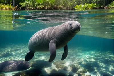 manatee, spring water, crystal clear, river, florida, algae, floating, natural spring, peaceful, green algae, river grass, marine animal, snout, slow, gentle giant, marine mammal, water environment