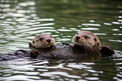 otter, sea otter, river, floating, back, water, kelp, cute, paws, holding hands, stream, fur, wet, playful, nature, resting, furry, aquatic animal behavior, forest river, resting area
