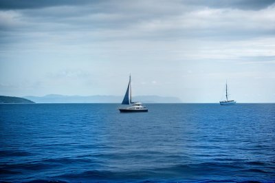 boat, sea, water, blue sky, ocean, sail, transportation, recreation, travel, solitude, calm, horizon, distance, telescope, sailing, tourist spot, freedom, nature, clean