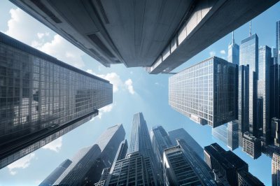 skyscrapers, architecture, cityscape, modern buildings, blue sky, sky windows, perspective, modern city, architectural design, urban architecture, geometric shapes, symmetry, vertical view, urban environment, square building, modern architecture, building angle, urban geometry, rise, low angle