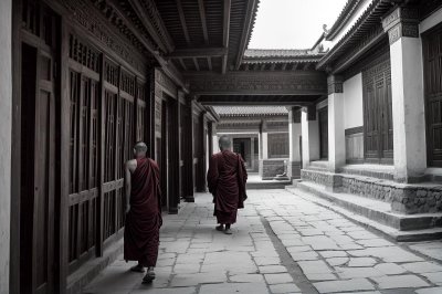 bhutan, buddhism, monastery, monk, architecture, corridor, cobblestone, culture, traditional, spiritual, asia, peaceful, prayer, thimphu, country, history, tranquility, earth, colors, consciousness