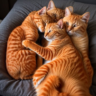 two orange cats, cuddling cats, striped orange cats, sleeping cats, pets, sleep, animal love, cat friendship, relaxation, cat fur, adorableness, animal interaction, blue blanket, cute animal, sleeping pets, coziness, companionship, natural light, cat companionship