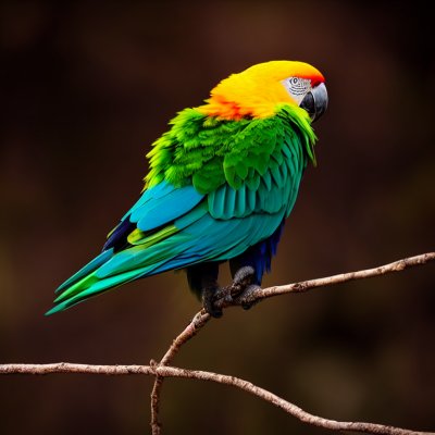 parrot, colorful, yellow, green, blue, feathers, peaceful, nature, wood, sitting, rough, sunlight, outdoors, alone, bird on wood, golden, perched, exotic