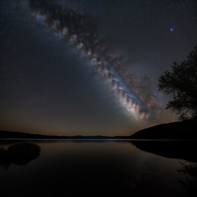 milky way, lake, reflection, night sky, astrophotography, stars, forest, mist, nature, cosmos, sky, galaxy, landscape, pine trees, wilderness, tranquil, astronomy, outdoors, scenic, horizon — Размытый фон