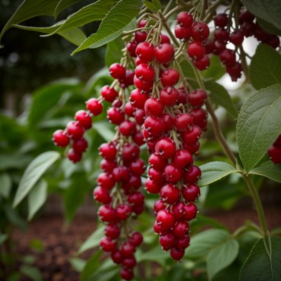 leycesteria, fruits, berries, seeds, red, nature, garden plant, green background, botany, exotic, flowering, decorative, twigs, gardening, formosa, spring, garden design, blooming
