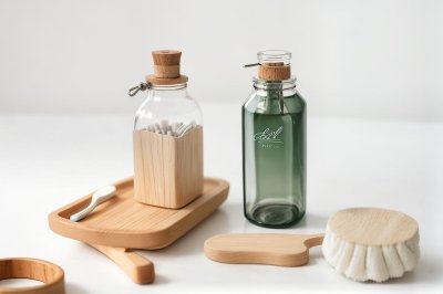 eco-friendly, cloth bag, wooden toothbrushes, glass bottle, zero waste, white wooden table, reusable products, sustainability, natural products, cloth net bag, minimalist, sustainable materials, eco dishes, eco bathroom, healthy lifestyle, environment, eco beverage, room, environmentally friendly, clean design