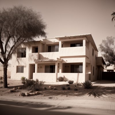 house, modern, facade, desert, architecture, building, suburban, garage, driveway, nature, yard, plant, landscape, outdoor, suburban street, tree, sunny, shadow, desert plant, residential, neighborhood