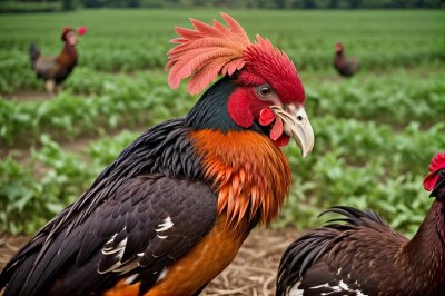 rooster, agriculture, farm, animal husbandry, comb, free range, feathers, pride, rural, nature, fauna, wattle, plumage, poultry, cock, wildlife, chicken breed, male chicken, dewlap