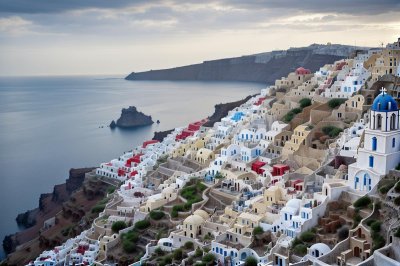 santorini, greece, buildings, houses, town, village, architecture, greek architecture, nature, oia, mediterranean, cyclades, europe, tourism, aegean, destination, caldera, greek, sea