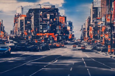 cars, traffic, street, way, city, traffic lights, blocks, buildings, transport, communication, close, auto, intersection, poznan, architecture