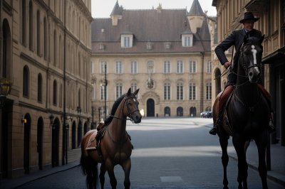 architecture, travel, europe, horseman, tourism, road, town