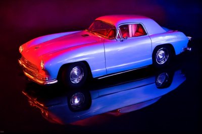 car, vehicle, lightpainting, long exposure, light painting, light art, light, multicoloured, flashlight, shining, abstract, mood, model car, toy, automobile, antique car, model, sports car, classic, old, mercedes, benz, daimler