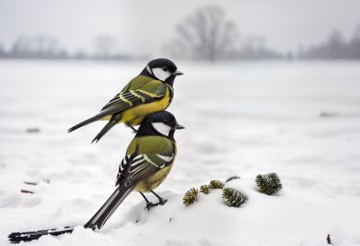 great tit, bird, nature, winter, snow, songbird, plumage, ornithology, sitting, beak, bird watching, foraging