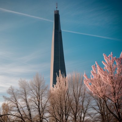 olympic tower munich, olympia tower, olympic park, munich, television tower, architecture, spring, cherry tree, blossoms, nature, outdoors, ornamental cherry, cherry blossom, mobile wallpaper, iphone background