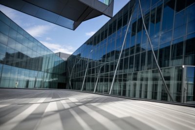 building, facade, glass facade, modern, design, structure, architecture, blue, reflection