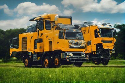 truck, trucks, vehicle, commercial vehicle, yellow, special vehicle